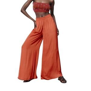 NWT ZARA Terracotta Silky Flowy Wide Leg Airy Pants SM Beach Resortwear Resort